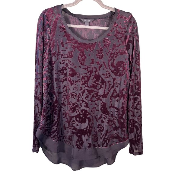 Simply Vera Wang Velvet Burnout M Top Sheer Whimsigoth Fairy  Grunge - Picture 1 of 9